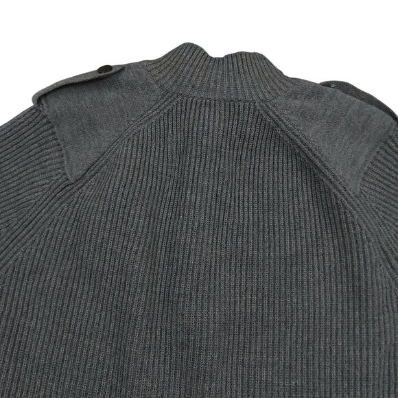 Banana Republic Sweater Men XL Gray Wool Ribbed Pullover Heavyweight Epaulettes - Picture 7 of 12